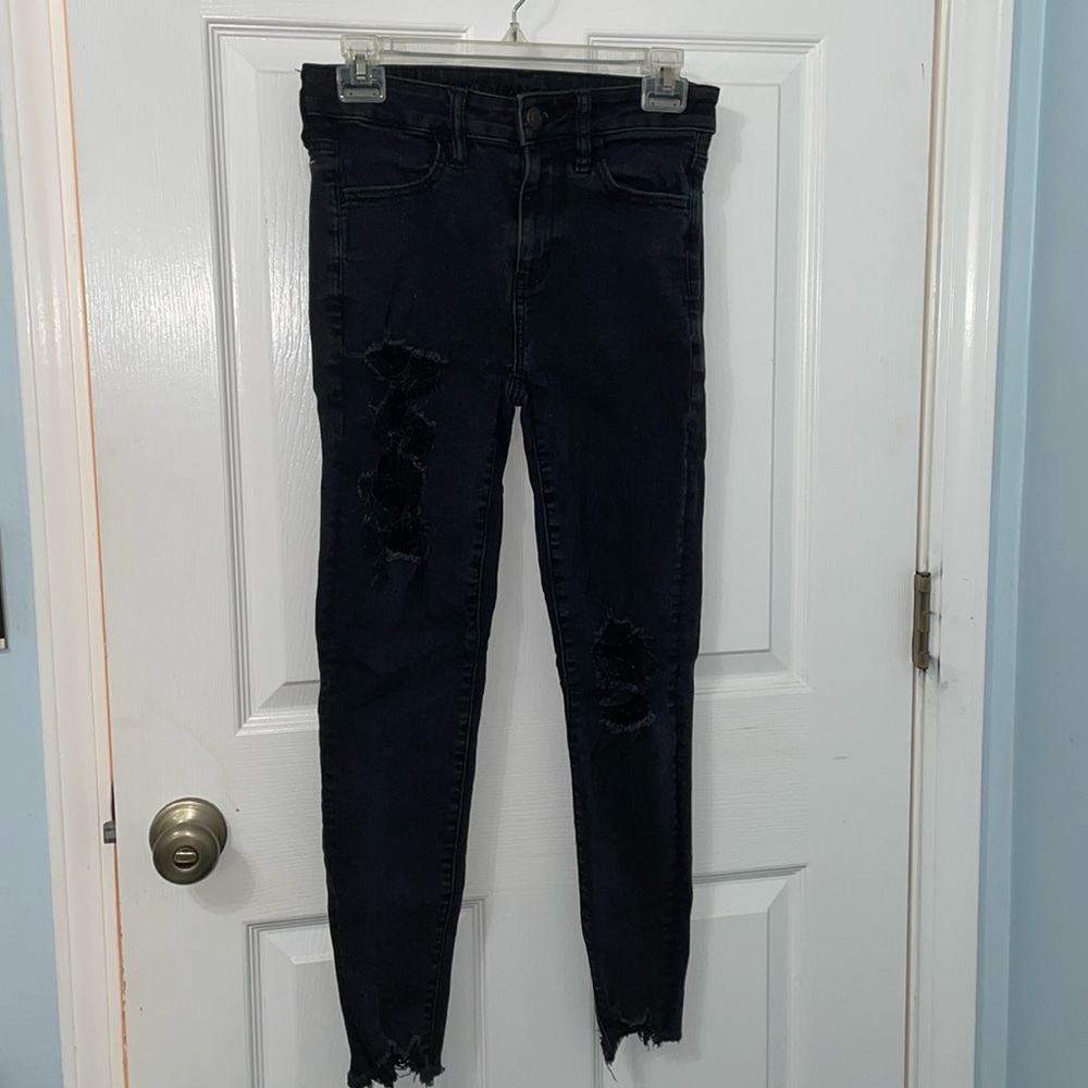 American Eagle Outfitters Black Distressed Jeggings